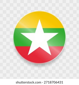 Flagge von Myanmar (ehemals Burma) auf Knopfglas