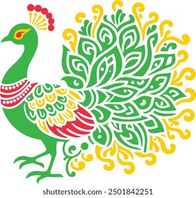 Myanmar - Green Peafowl, modern decorative art