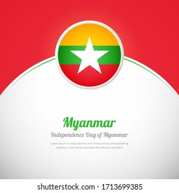 Myanmar happy independence day with abstract colorful country flag background