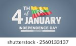 Myanmar happy independence day greeting card, banner with template text vector illustration. Burma memorial holiday 4th of January design element with 3D flag with stripes