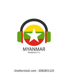Myanmar headphone flag vector on white background. 