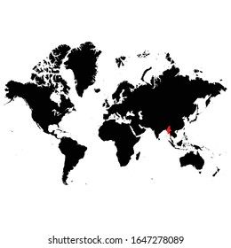 Myanmar highlighted on World map Vector EPS 10