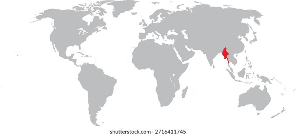 Myanmar destacado en el diseño del Vector del mapa mundial