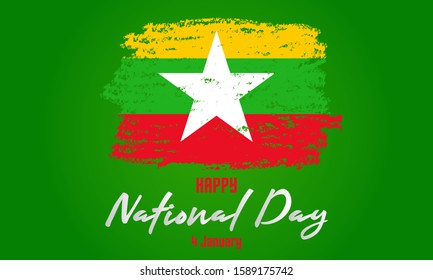 Myanmar independence day background. January 4 th. Poster, card, banner, background design with patriotic elements. Vector illustration eps 10.