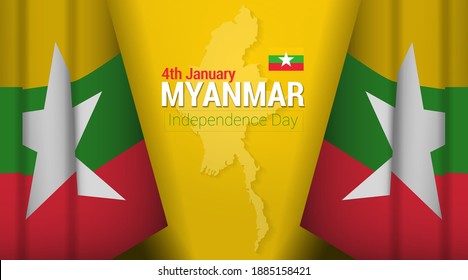 Myanmar Independence Day Background. Translate: Independence Day, January 4. Vector Illustration
