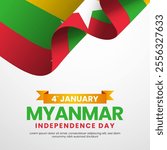 Myanmar Independence Day Celebration Illustration. Template for Poster, Banner, Advertising, Greeting Card or Print Design Elementation