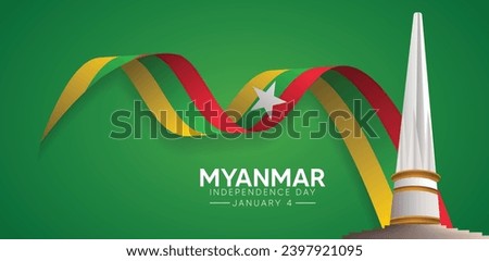 Myanmar Independence day with independence monument vector poster