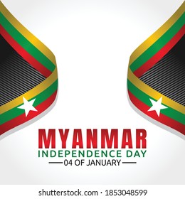 Texto del Día de la Independencia de Myanmar. y indicadores, Ilustración vectorial. Adecuado para carteles y pancartas de tarjetas de felicitación	