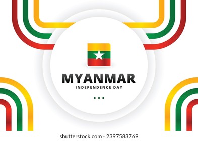 Ilustración de diseño de vectores del Día de la Independencia de Myanmar