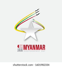 Myanmar Independence Day. Vector Illustration.January,4