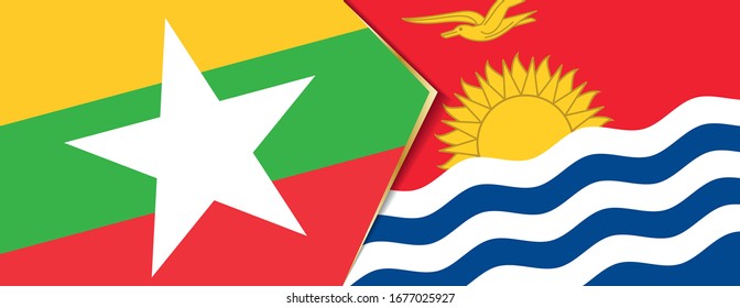 Myanmar and Kiribati flags, two vector flags symbol of relationship or confrontation.
