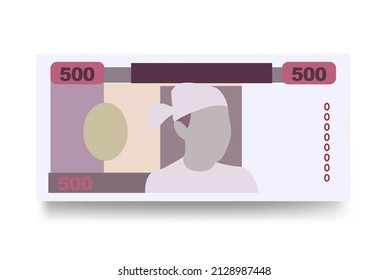 Myanmar Kyat Vektorgrafik. Südostasiatische Geldbörse-Paket-Banknoten. Papiergeld 500 Mio. Flacher Stil. Einzeln auf weißem Hintergrund. Einfaches minimales Design.