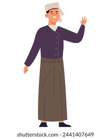 myanmar man character isolated design