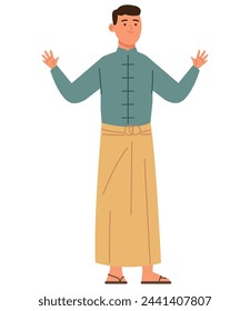 myanmar man costume isolated design