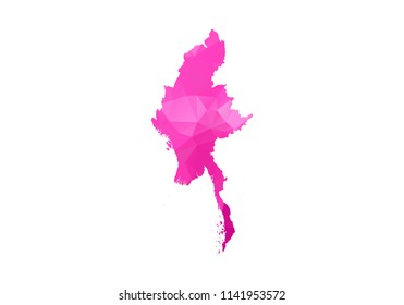 myanmar Map - Abstract geometric rumpled triangular low poly style gradient graphic on white background , line dots polygonal design for your . Vector illustration
