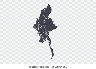 Myanmar Map Anchor Color on White Background quality files Png
