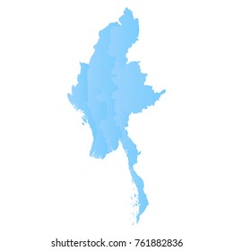 myanmar map - blue pastel graphic background . Vector illustration eps 10