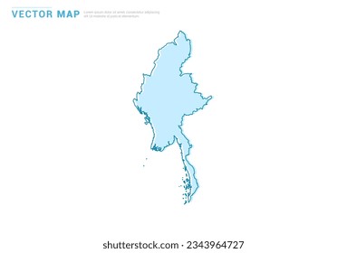 Myanmar map blue silhouette isolated on white background, illustration template vector.