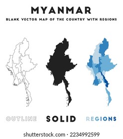Karte von Myanmar. Grenzen von Myanmar für Ihre Infografik. Vektorlandform. Vektorgrafik.