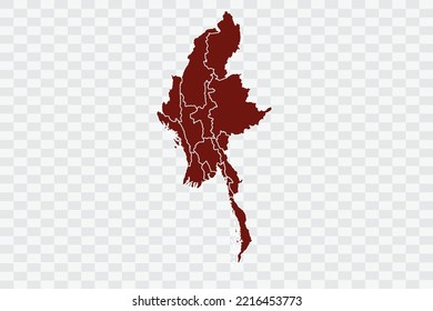 Myanmar Map burnt brown Color on White Background quality files Color (701205) png