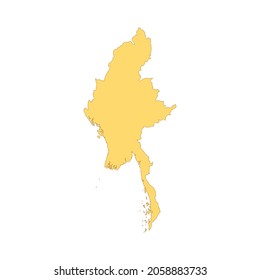 Myanmar map color line element. Border of the country. UI UX GUI design element. Editable stroke.