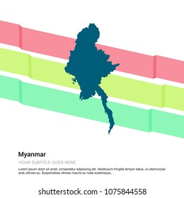 Myanmar map design with white background vector