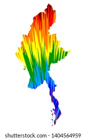 Myanmar - map is designed rainbow abstract colorful pattern, Republic of the Union of Myanmar (Burma) map made of color explosion,