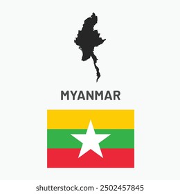 Myanmar map and flag illustration