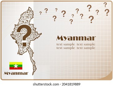 Myanmar Karte Flagge aus Fragezeichen.