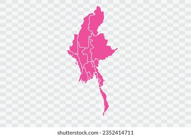 Myanmar Map Fuscia Color Background quality files png
