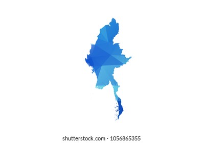 myanmar map in geometric polygonal style. myanmar map of isolated. Vector Illustration Eps10.