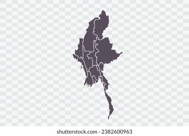 Myanmar Map Graphite Color on White Background quality files Png