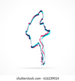 Myanmar Map hand drawn with blue and pink highlighters, isolated on a blank background.
Vector illustration, easy to edit, manipulate, resize or colorize.