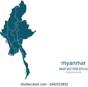 Myanmar map High Detailed on white background. Abstract design vector illustration eps 10