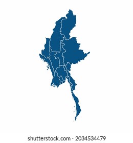 Myanmar map High Detailed on white background. Abstract design vector illustration eps 10