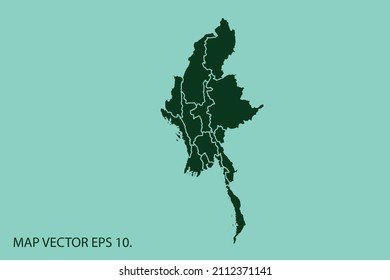 Myanmar map High Detailed on white background. Abstract design vector illustration eps 10