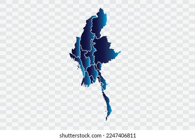 Myanmar Map indigo Color on White Background quality files png