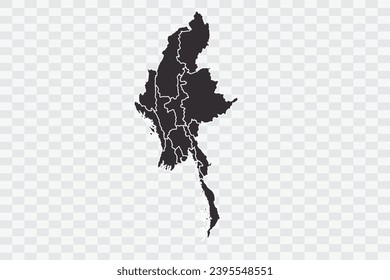 Myanmar Map iron Color on White Background quality files Png