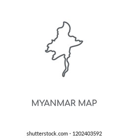 Myanmar map linear icon. Myanmar map concept stroke symbol design. Thin graphic elements vector illustration, outline pattern on a white background, eps 10.