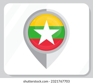 Myanmar Map Location Flag Icon