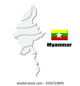 Myanmar map on white background. vector illustration.