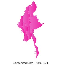 myanmar map - pink pastel graphic background . Vector illustration eps 10