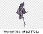 Myanmar Map Smoke Color on White Background quality files Png