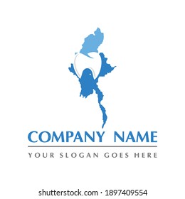myanmar map and teeth dental care symbol logo vector