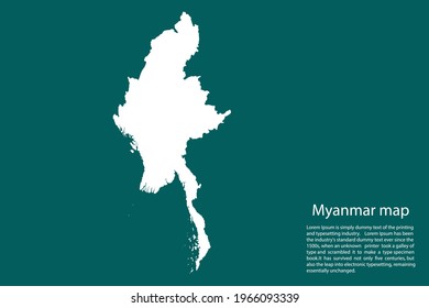 Myanmar map vector, isolated on Green  background