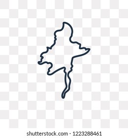 Myanmar map vector outline icon isolated on transparent background, high quality linear Myanmar map transparency concept can be used web and mobile