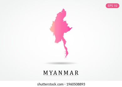 Myanmar Map - World Map International vector template with Pink gradient color isolated on white background - Vector illustration eps 10