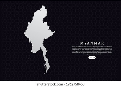 Mapa de Myanmar - Mapa Mundial Modelo vectorial internacional con color blanco aislado en el fondo del hexágono - Ilustración vectorial eps 10