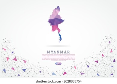 Myanmar map - World Map International vector template with polygon pink color gradient isolated on white background for education, website, banner, infographic - Vector illustration eps 10