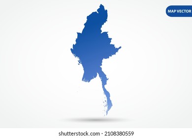 Myanmar Map - World Map International vector template with Blue gradient color isolated on white background for design, education, website, infographic - Vector illustration eps 10